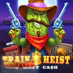 Tampilan visual slot Train Heist Johnny Cash dengan tema kereta api Wild West